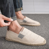 Handmade Straw & Canvas Shoes – Casual Breathable Men’s Footwear